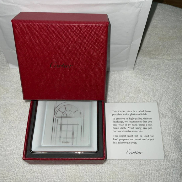 CARTIER Vintage Mini Jewelry Tray with Rue de la Paix Platinum Finish Motif - Picture 11 of 11